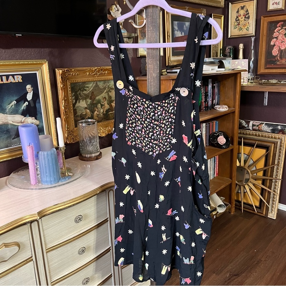Vintage Y2K Laundry Print Romper Small